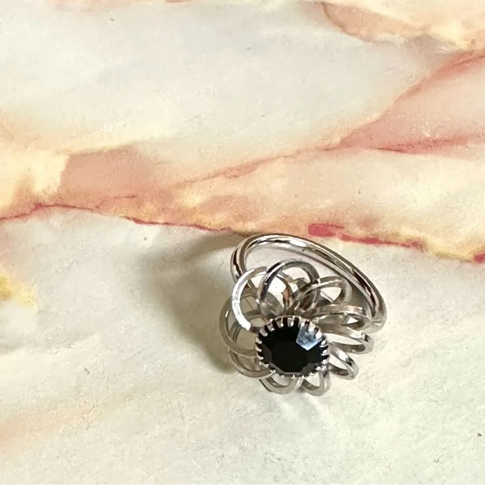 Sarah Coventry silver  tone and black ring